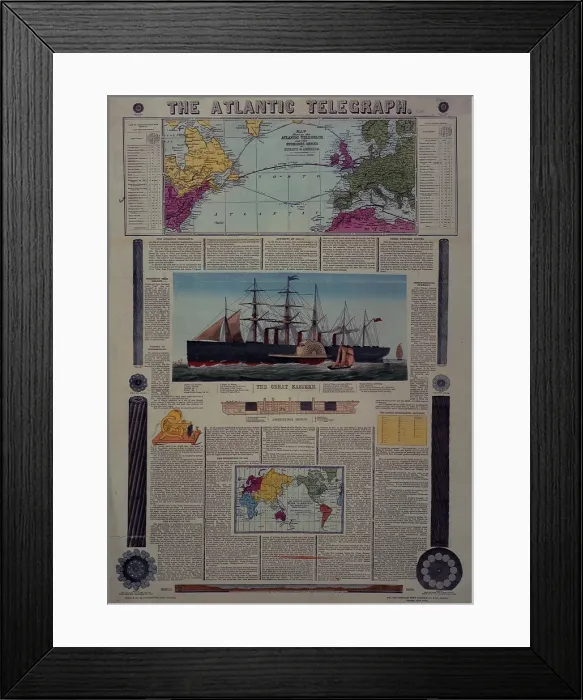 Framed Print : Bacon's Chart of the Atlantic Telegraph, 1866. Creator: Unknown. Bacon's Chart of the Atlantic Telegraph, 1866. Creator: Unknown Framed Print : Bacon's Chart of the Atlantic Telegraph, 1866. Creator: Unknown. Bacon's Chart of the Atlantic Telegraph, 1866. Creator: Unknown