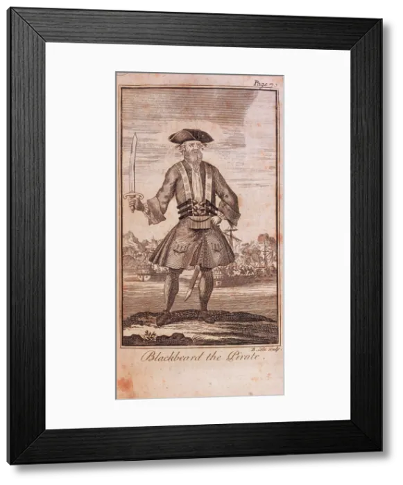 Framed Print : Blackbeard the Pirate'. 1724. Creator: B Cole. Blackbeard the Pirate'. 1724. Creator: B Cole Framed Print : Blackbeard the Pirate'. 1724. Creator: B Cole. Blackbeard the Pirate'. 1724. Creator: B Cole