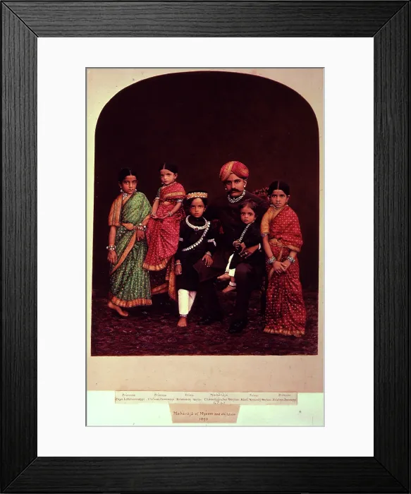 Framed Print : The Maharaja of Mysore and children, 1890. Creator: Unknown Framed Print : The Maharaja of Mysore and children, 1890. Creator: Unknown