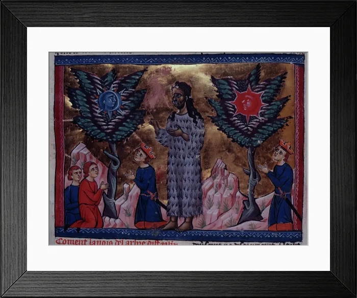 Framed Print : Alexander the Great standing before the oracles of the two trees... c1285. Creator: Unknown Framed Print : Alexander the Great standing before the oracles of the two trees... c1285. Creator: Unknown