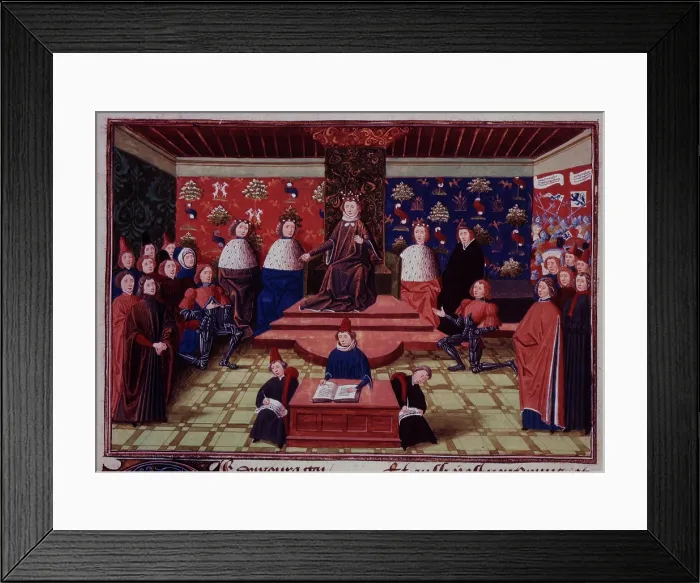 Framed Print : King Richard II of England banishing the Earl Marshall and the Earl of Derby, c1470-c1472. Creator: Unknown Framed Print : King Richard II of England banishing the Earl Marshall and the Earl of Derby, c1470-c1472. Creator: Unknown