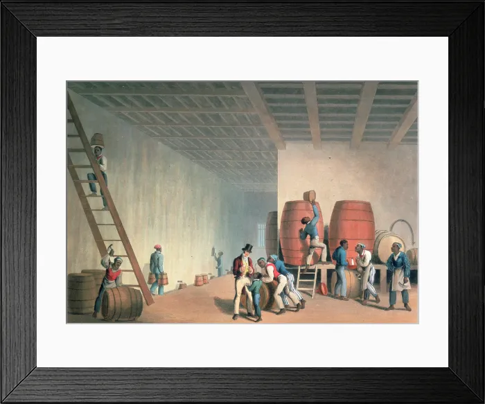 Framed Print : Interior of distillery, Antigua, 1823. Creator: William Clark Framed Print : Interior of distillery, Antigua, 1823. Creator: William Clark