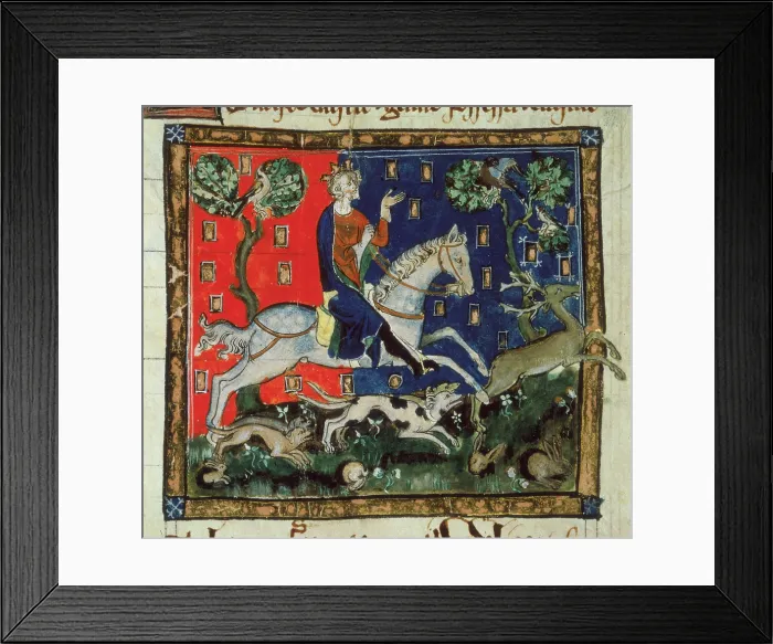 Framed Print : King John hunting, 14th century. Creator: Unknown Framed Print : King John hunting, 14th century. Creator: Unknown