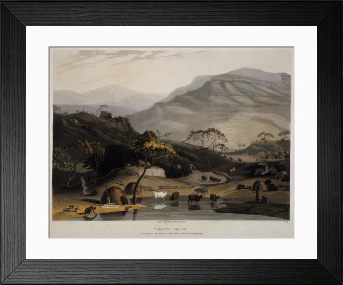 Framed Print : A Kaffer Village, South Africa, 1804. Creator: Samuel Daniell. A Kaffer Village, South Africa, 1804. Creator: Samuel Daniell Framed Print : A Kaffer Village, South Africa, 1804. Creator: Samuel Daniell. A Kaffer Village, South Africa, 1804. Creator: Samuel Daniell