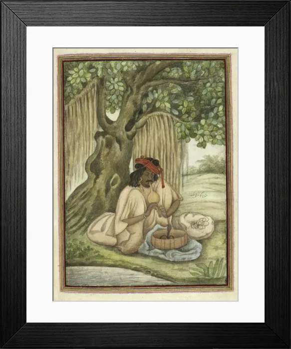 Framed Print : A snake-charmer of the Sapera caste, 1825. Creator: Anon Framed Print : A snake-charmer of the Sapera caste, 1825. Creator: Anon