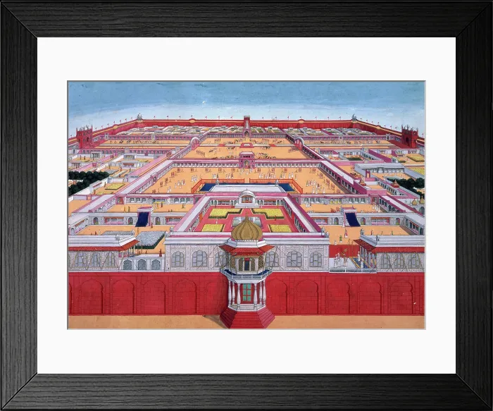 Framed Print : A bird's-eye view of the Red Fort at Delhi from the east, India, c1780-c1790. Creator: Anon. A bird's-eye view of the Red Fort at Delhi from the east, India, c1780-c1790 Framed Print : A bird's-eye view of the Red Fort at Delhi from the east, India, c1780-c1790. Creator: Anon. A bird's-eye view of the Red Fort at Delhi from the east, India, c1780-c1790