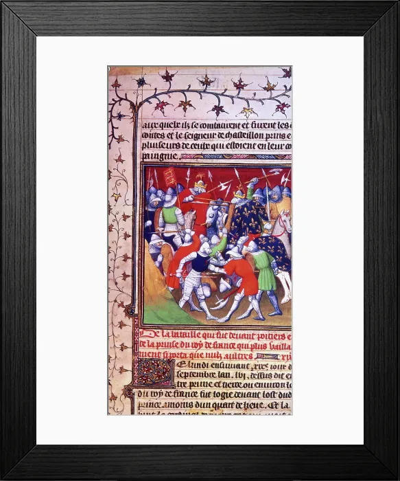 Framed Print : The Battle of Poitiers, 1356. Creator: Workshop of the Boucicaut Master Framed Print : The Battle of Poitiers, 1356. Creator: Workshop of the Boucicaut Master