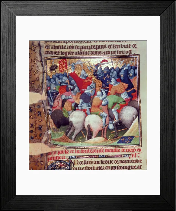 Framed Print : Scene from the Battle of Crecy, 1346, (c1346-c1400). Creator: Workshop of the Boucicaut Master Framed Print : Scene from the Battle of Crecy, 1346, (c1346-c1400). Creator: Workshop of the Boucicaut Master