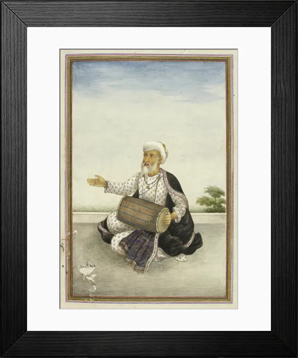 Framed Print : Kavval, a sub-caste of the large Muslim caste of Mirasis'...A man beating a drum, 1825. Creator: Anon