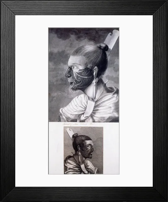 Framed Print : Two portraits of Maoris, c1768-c1780, 1769. Creators: Sydney Parkinson, John Webber Framed Print : Two portraits of Maoris, c1768-c1780, 1769. Creators: Sydney Parkinson, John Webber