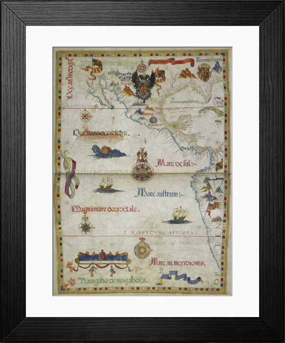 Framed Print : The eastern Pacific Ocean with Central America and parts of North and South America, 1558. Creator: Diego Homem Framed Print : The eastern Pacific Ocean with Central America and parts of North and South America, 1558. Creator: Diego Homem