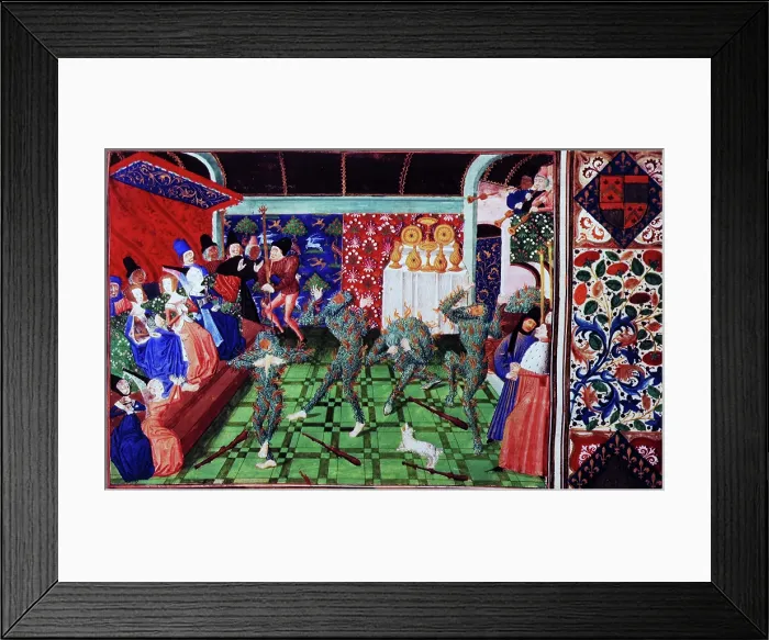Framed Print : Masquerade at the French court, 1470-1475. Creator: Jean Froissart Framed Print : Masquerade at the French court, 1470-1475. Creator: Jean Froissart