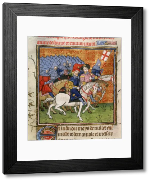 Framed Print : The English army on horses, with their leaders, c1375-c1400. Creator: Unknown Framed Print : The English army on horses, with their leaders, c1375-c1400. Creator: Unknown