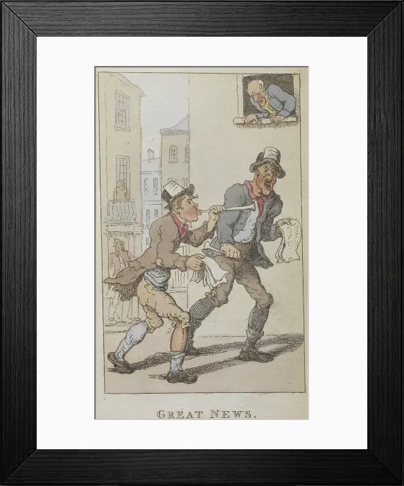 Framed Print : Great news, 1820. Creator: Thomas Rowlandson. Great news, 1820. Creator: Thomas Rowlandson Framed Print : Great news, 1820. Creator: Thomas Rowlandson. Great news, 1820. Creator: Thomas Rowlandson