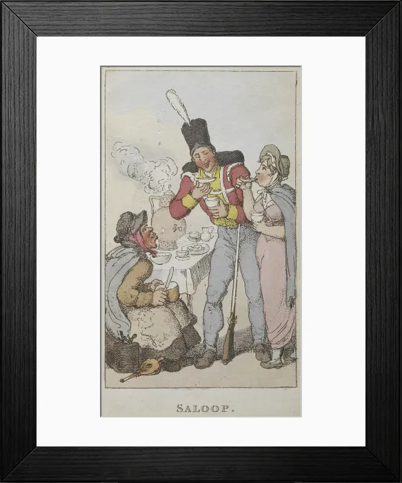 Framed Print : Saloop, a popular beverage of the 18th century, 1820. Creator: Thomas Rowlandson. Saloop, a popular beverage of the 18th century, 1820. Creator: Thomas Rowlandson Framed Print : Saloop, a popular beverage of the 18th century, 1820. Creator: Thomas Rowlandson. Saloop, a popular beverage of the 18th century, 1820. Creator: Thomas Rowlandson