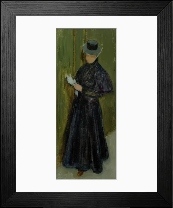 Framed Print : Woman in a long black dress, 1890-1898. Creator: Akos von Aranyossy Framed Print : Woman in a long black dress, 1890-1898. Creator: Akos von Aranyossy