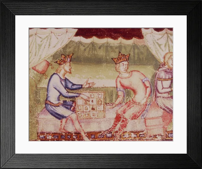 Framed Print : Two kings playing chess, c1352-c1362. Creator: Unknown Framed Print : Two kings playing chess, c1352-c1362. Creator: Unknown