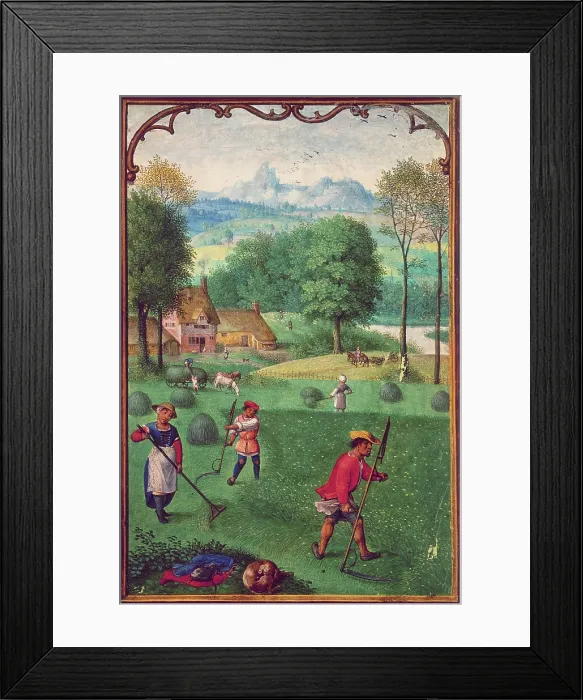 Framed Print : Harvesting, late 15th century. Creators: Unknown, Simon Bening