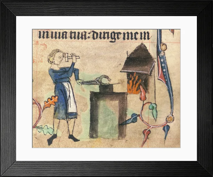 Framed Print : Blacksmith, 1320-1330. Creator: Unknown Framed Print : Blacksmith, 1320-1330. Creator: Unknown