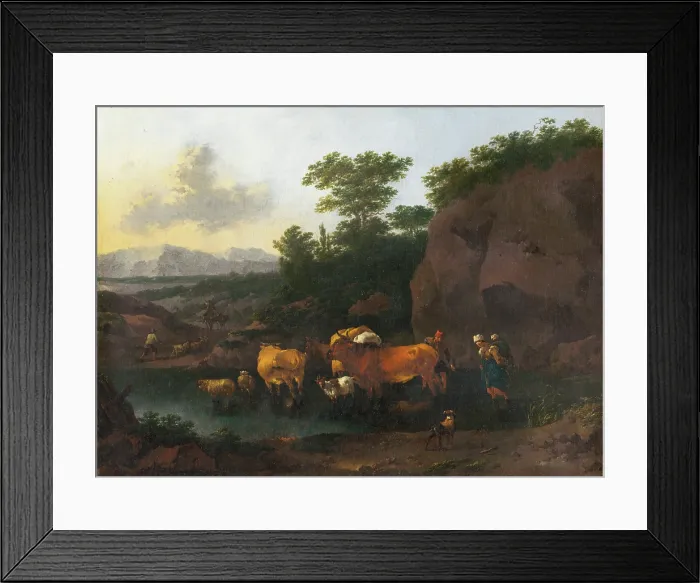 Framed Print : Cattle at a ford, 1670-1680. Creator: Abraham Jansz Begeyn Framed Print : Cattle at a ford, 1670-1680. Creator: Abraham Jansz Begeyn