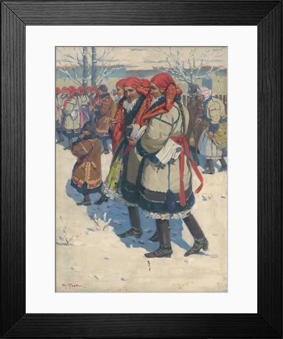 Framed Print : Moravian Slovaks in Winter, around 1920. Creator: Anton Frolka Framed Print : Moravian Slovaks in Winter, around 1920. Creator: Anton Frolka