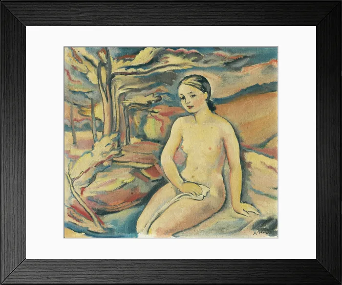 Framed Print : Girl by a Brook, around 1940. Creator: Alois Holub Framed Print : Girl by a Brook, around 1940. Creator: Alois Holub
