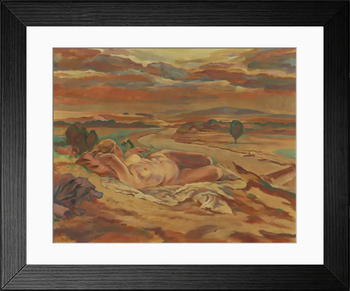Framed Print : Nude and river, 1929. Creator: Alois Holub