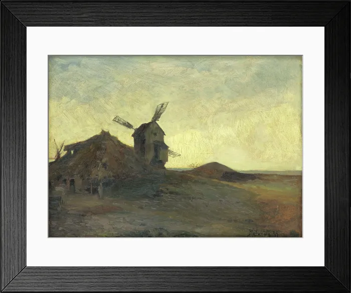 Framed Print : Landscape with windmill, 1900. Creator: Alois Kalvoda Framed Print : Landscape with windmill, 1900. Creator: Alois Kalvoda