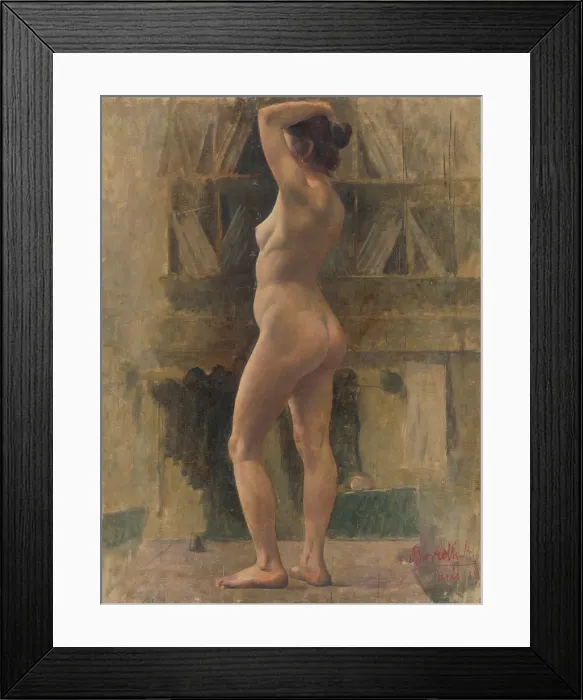 Framed Print : Female Nude, 1889. Creator: Andor Boruth Framed Print : Female Nude, 1889. Creator: Andor Boruth