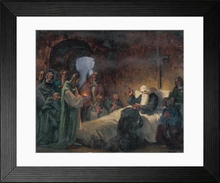 Framed Print : Study for the Picture Svatopluk Says Farewell to His Sons, around 1940. Creator: Andrej Kovacik