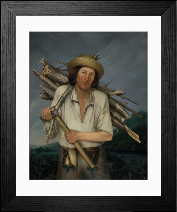 Framed Print : Man carrying a load of wood, 1855-1860. Creator: Anton Stadler Framed Print : Man carrying a load of wood, 1855-1860. Creator: Anton Stadler
