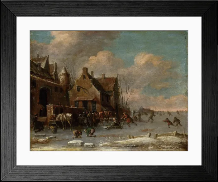 Framed Print : Scene outside an inn in winter, 1681. Creator: Thomas Heeremans Framed Print : Scene outside an inn in winter, 1681. Creator: Thomas Heeremans