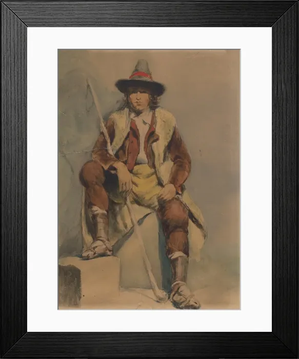 Framed Print : Study of a seated man from Albania, 1851-1853. Creator: Vojtech Klimkovic Framed Print : Study of a seated man from Albania, 1851-1853. Creator: Vojtech Klimkovic
