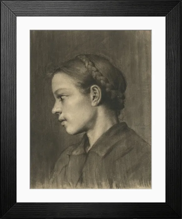 Framed Print : Girl's head, 1894. Creator: Julius Eder. Girl's head, 1894. Creator: Julius Eder