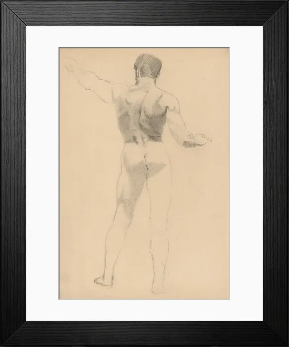 Framed Print : Male nude from behind, 1880-1904. Creator: Janos Fadrusz Framed Print : Male nude from behind, 1880-1904. Creator: Janos Fadrusz