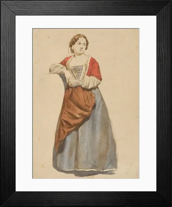 Framed Print : Standing woman in Albanian costume, 1851-1853. Creator: Vojtech Klimkovic Framed Print : Standing woman in Albanian costume, 1851-1853. Creator: Vojtech Klimkovic