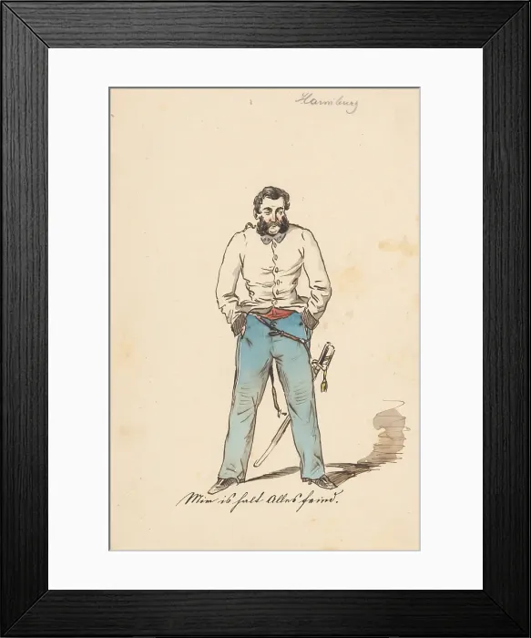 Framed Print : Man with hands in pockets, 1850-1855. Creator: Friedrich Carl von Scheidlin Framed Print : Man with hands in pockets, 1850-1855. Creator: Friedrich Carl von Scheidlin
