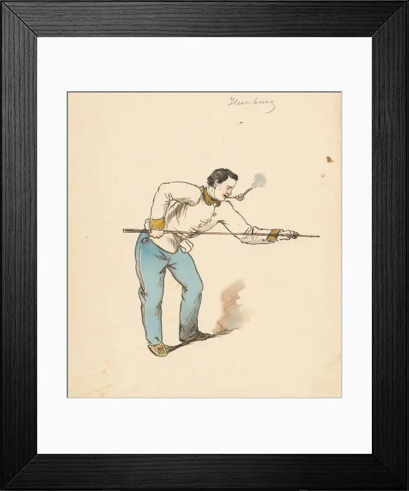 Framed Print : Playing billiards, 1850-1860. Creator: Friedrich Carl von Scheidlin Framed Print : Playing billiards, 1850-1860. Creator: Friedrich Carl von Scheidlin