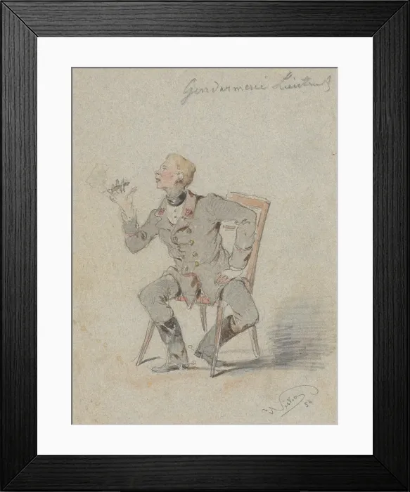 Framed Print : Seated Gendarmerie Lieutenant, 1854. Creator: Friedrich Carl von Scheidlin Framed Print : Seated Gendarmerie Lieutenant, 1854. Creator: Friedrich Carl von Scheidlin