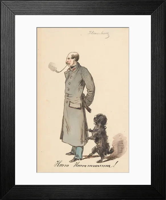 Framed Print : Soldier with a dog, 1850-1860. Creator: Friedrich Carl von Scheidlin Framed Print : Soldier with a dog, 1850-1860. Creator: Friedrich Carl von Scheidlin