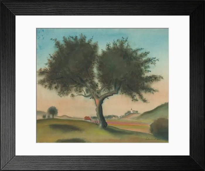 Framed Print : Landscape with a tree, 1944. Creator: Julius Schubert Framed Print : Landscape with a tree, 1944. Creator: Julius Schubert