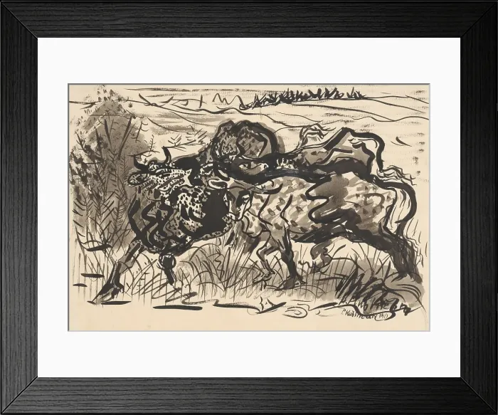 Framed Print : Cows in a Pasture, 1940. Creator: Arnold Peter Weisz-Kubincan Framed Print : Cows in a Pasture, 1940. Creator: Arnold Peter Weisz-Kubincan