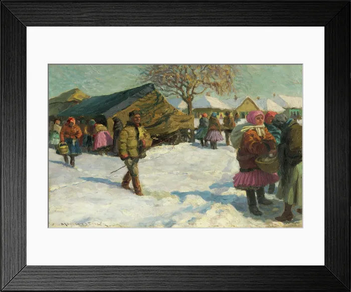 Framed Print : Winter in the village, 1919. Creator: Teodor Jozef Mousson Framed Print : Winter in the village, 1919. Creator: Teodor Jozef Mousson