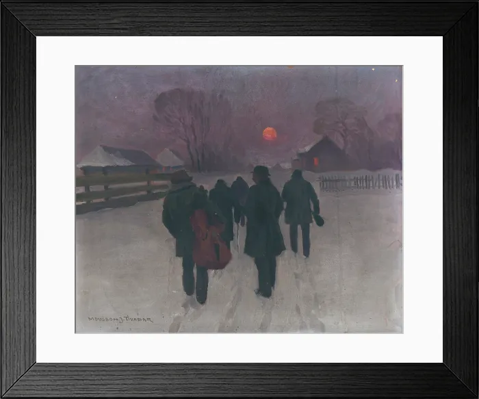 Framed Print : Musicians Returning in the Early Morning through Snowed Landscape, around 1920. Creator: Teodor Jozef Mousson Framed Print : Musicians Returning in the Early Morning through Snowed Landscape, around 1920. Creator: Teodor Jozef Mousson