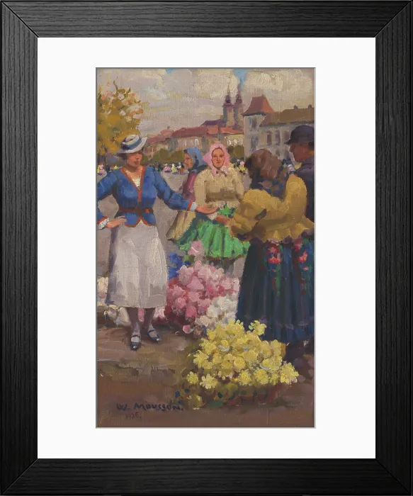 Framed Print : Flower market, 1936. Creator: Teodor Jozef Mousson Framed Print : Flower market, 1936. Creator: Teodor Jozef Mousson
