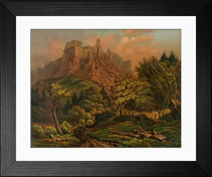 Framed Print : Landscape with Stara Lubovna Castle, 1800-1860. Creator: Unknown Framed Print : Landscape with Stara Lubovna Castle, 1800-1860. Creator: Unknown