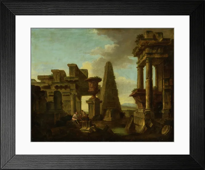 Framed Print : Dice Players in Romantic Ruins, 1700-1800. Creator: Unknown Framed Print : Dice Players in Romantic Ruins, 1700-1800. Creator: Unknown