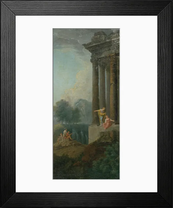 Framed Print : Romantic Landscape with Antique Ruin and Staffage, 1730-1740. Creator: Unknown Framed Print : Romantic Landscape with Antique Ruin and Staffage, 1730-1740. Creator: Unknown