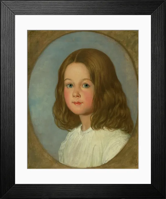 Framed Print : Portrait of a girl with long hair, 1800-1850. Creator: Unknown Framed Print : Portrait of a girl with long hair, 1800-1850. Creator: Unknown