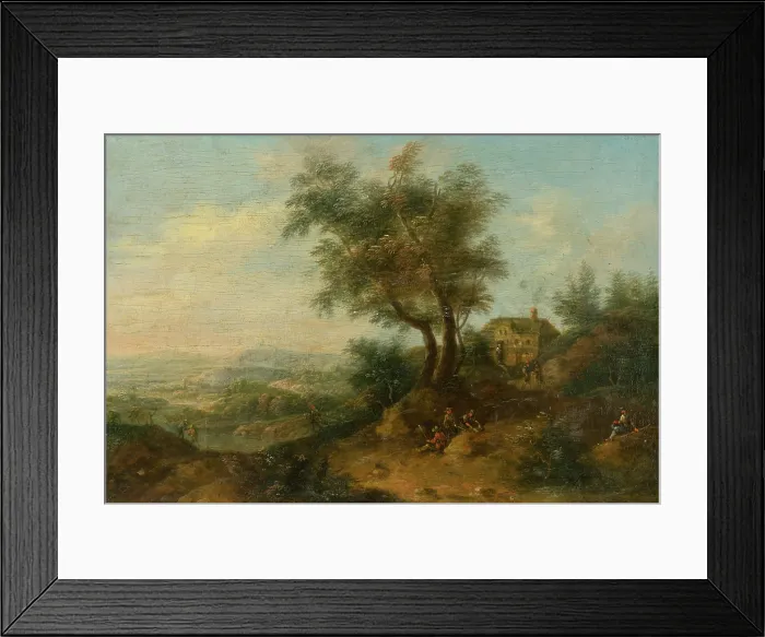 Framed Print : Landscape with a Figural Staffage, 1760-1780. Creator: Unknown Framed Print : Landscape with a Figural Staffage, 1760-1780. Creator: Unknown